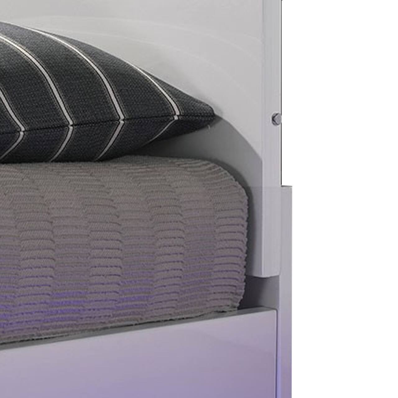 Alt View 2. Manhattan Lane - Pero King Size Bed w Silver Trimmed Headboard, LED Footboard - White, Chrome Silver.