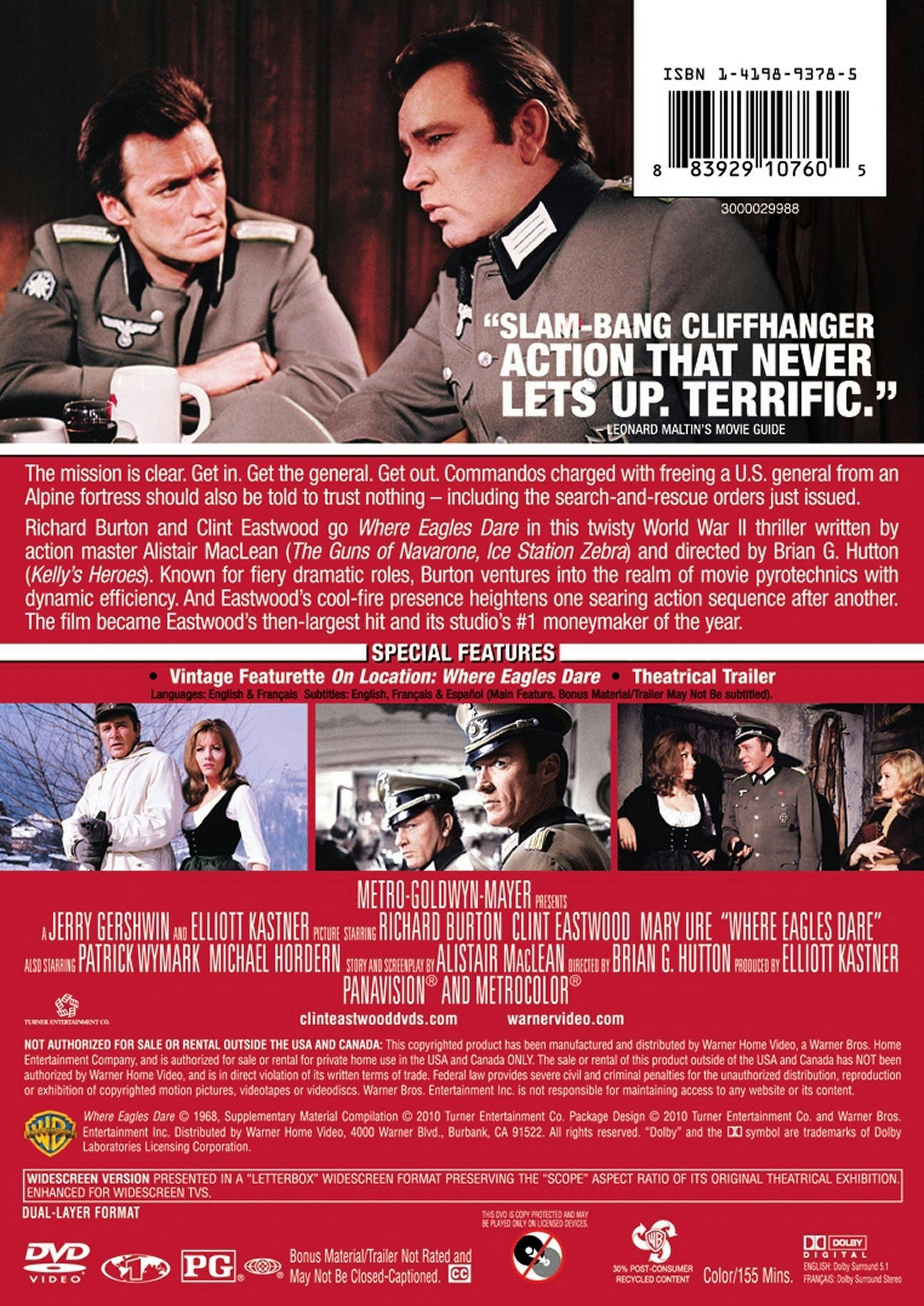 Back. Where Eagles Dare (DVD New Packaging) [DVD].