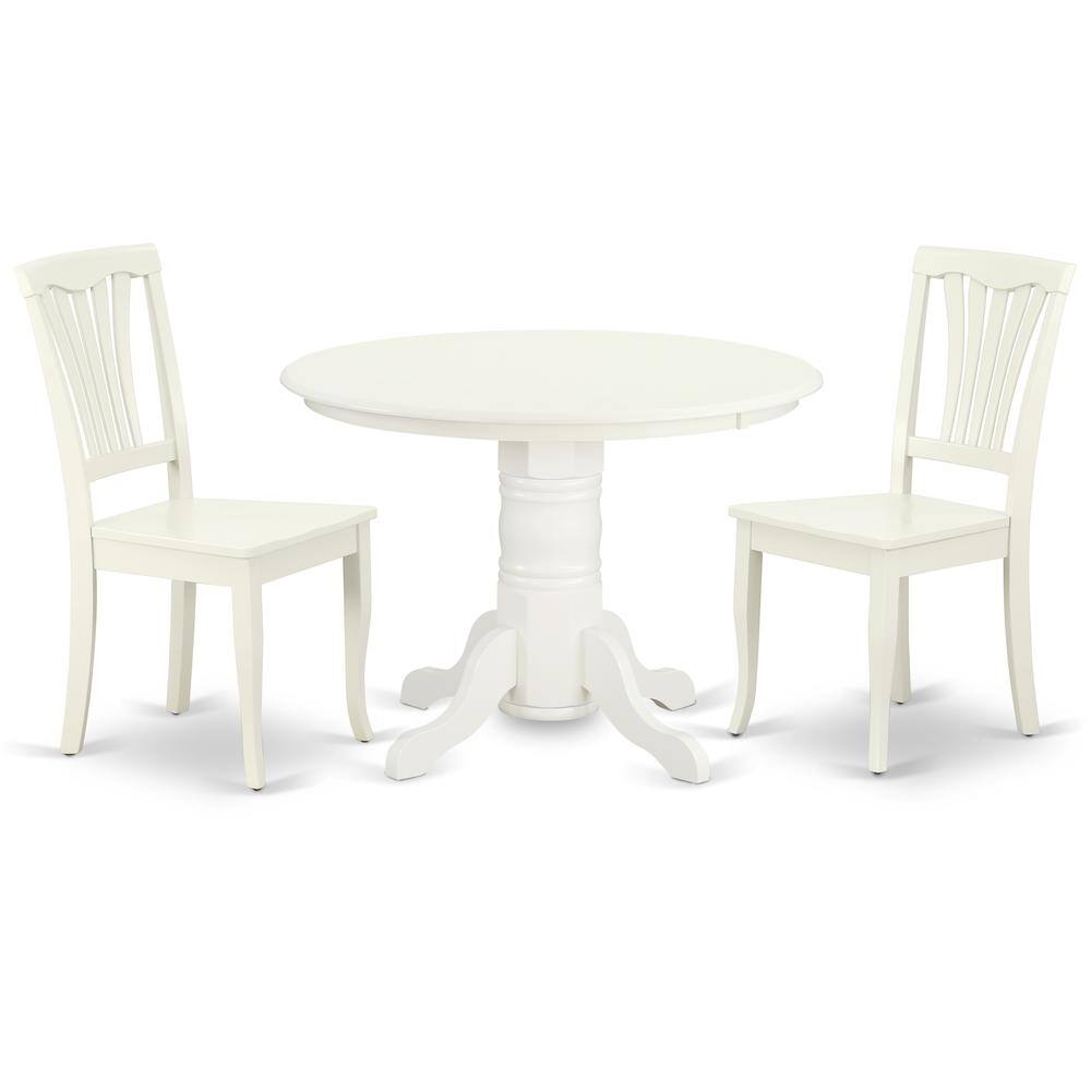 Back. East West Furniture - Dining Room Set Linen White - Brown.