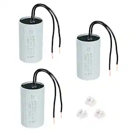 Unique Bargains - 3pcs 20uF CBB60 Running Capacitor, AC 450V 2 Wires 50/60Hz Cylinder 70x40mm for Water Pumps, Washing Machines - Gray
