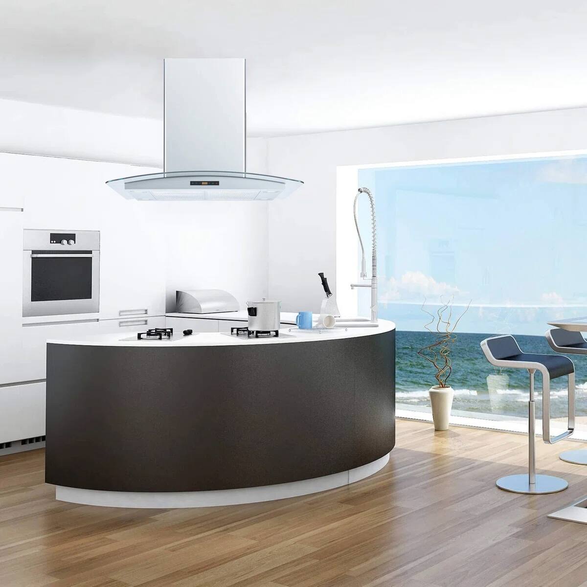 Angle. Winflo - Winflo 36 inch Convertible 500-CFM Stainless steel Island Range Hood - Stainless Steel.