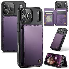 Dteck - Flip Wallet Case for Apple iPhone 17 Pro Max, RFID Blocking PU Leather Protective Kickstand Cover with 4 Card Slots - Purple