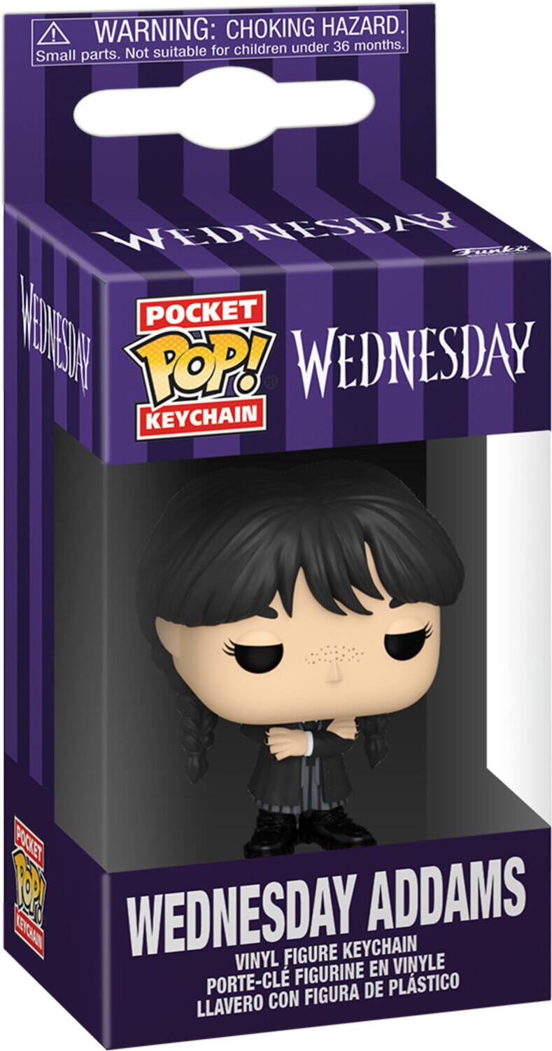 **WARNING: CHOKING HAZARD.**  
Small parts. Not suitable for children under 36 months.

**WEDNESDAY**  
**POCKET POP!**  
**KEYCHAIN**

**WEDNESDAY ADDAMS**  
VINYL FIGURE KEYCHAIN  
PORTE-CLE FIGURINE EN VINYLE  
LLAVERO CON FIGURA DE PLÁSTICO