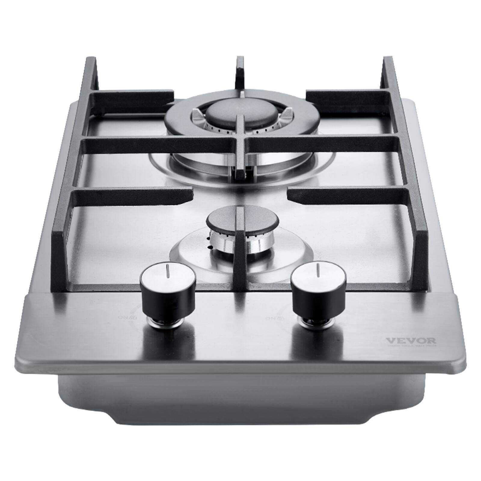 Alt View 5. VEVOR - Gas Cooktop 12 inch, Max 12250BTU 2 Burners Built-in Stainless Steel Gas Stove Top, LPG/NG Convertible Dual Fuel - Black;Silver.