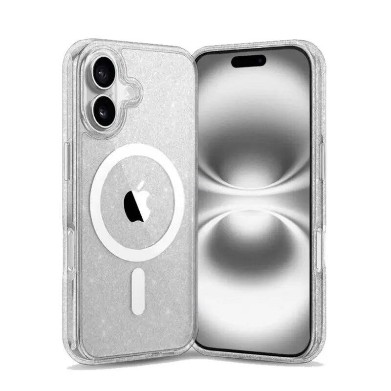 Front. Entronix - Entronix [Magnetic] Case for iPhone 17 - [Hard Back] Glitter Clear - Clear.