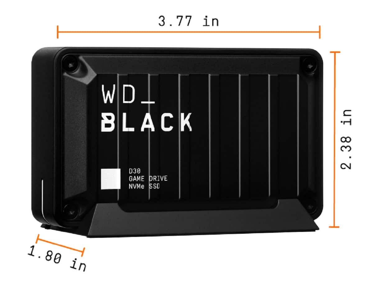 Angle. WD - D30 2TB Game Drive for PlayStation and Xbox External USB Type-C Portable SSD - Black.