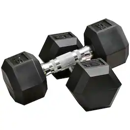 PULUZ - 2 x 15lbs Hex Dumbbell Set of 2, Rubber Weights Exercise Fitness Dumbbell with Non-Slip Handles, Anti-roll - Black