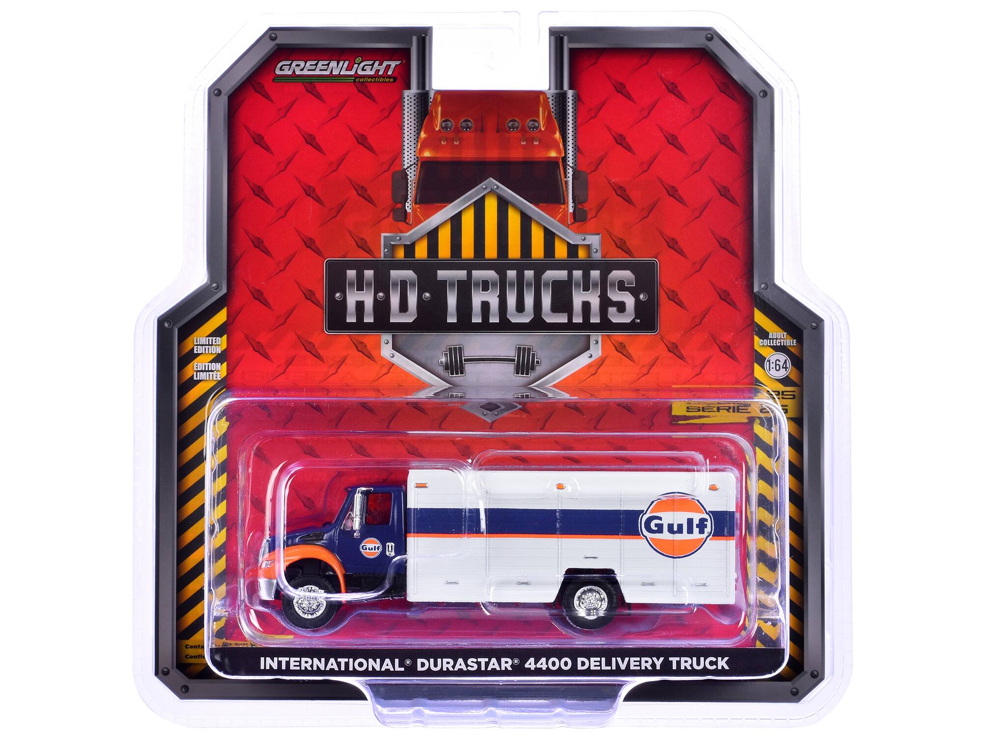 GREENLIGHT Collectibles  
HD TRUCKS  
LIMITED EDITION  
ADULT COLLECTIBLE 1:64  
INTERNATIONAL DURASTAR 4400 DELIVERY TRUCK  
Gulf  
SERIE 25