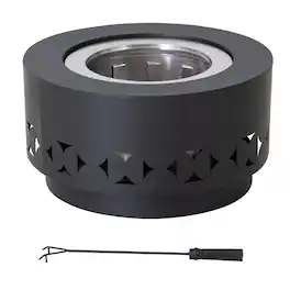 SUNJOY - Black 28" Circle Style Smokeless Fire Pit Portable Outdoor Wood Burning Firepit with Removable Ash Pan - Black, 28" Circle Style