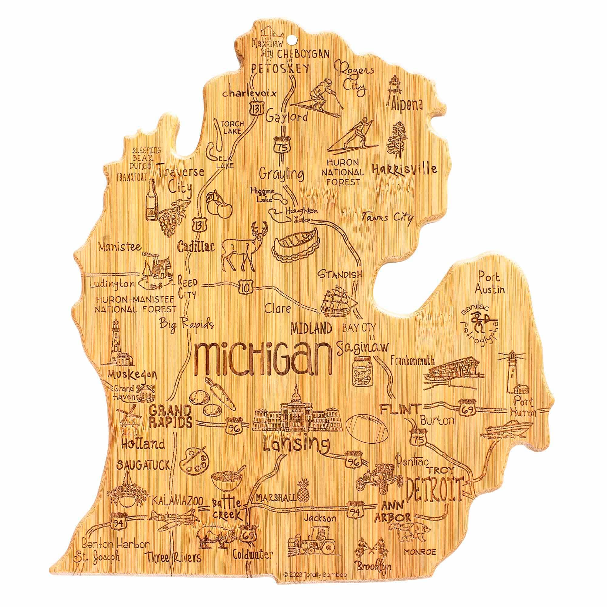 Totally Bamboo - Destination Michigan Mitten Cutting Board, 13-1/4" x 11-3/4"