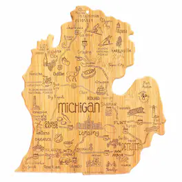 Totally Bamboo - Destination Michigan Mitten Cutting Board, 13-1/4" x 11-3/4"