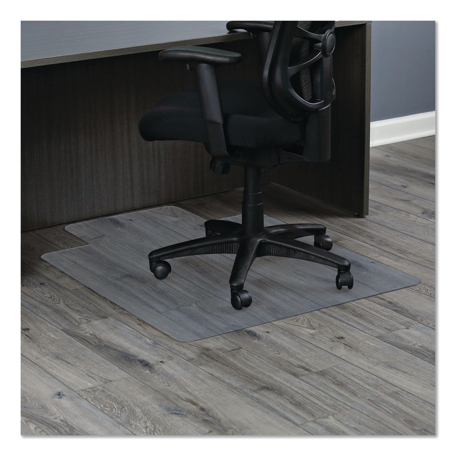 Alera - Non-Studded Chair Mat for Hard Floors, Rectangular with Lip, Straight Edges, 36" x 48" - Clear