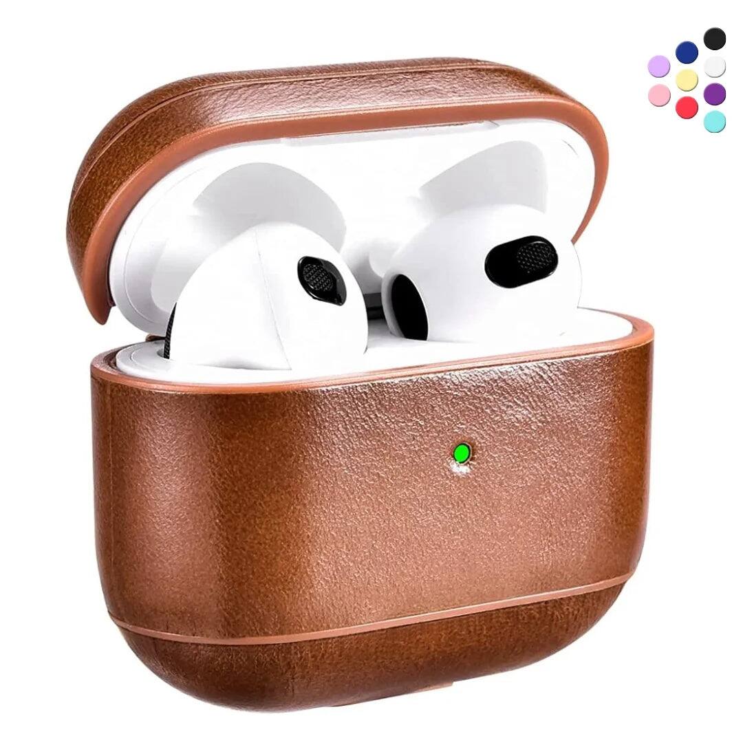 Entronix - Luxury Leather Case for AirPods 3rd Generation - Stylish and Durable Cover - Brown
