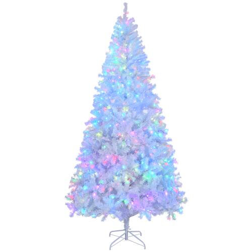 Alt View 1. Winado - 8FT Pre-lit Christmas Tree with 500 Multi-Color RGB Lights, 1500 PVC Branch Tips for Holiday Indoor Outdoor Decoration - White.