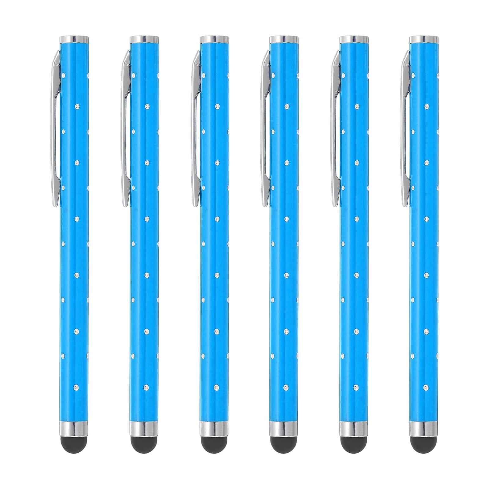Unique Bargains - Stylus Pens for Touch Screens, 6pcs High Precision Universal Bling Metal Capacitive Pen for Touch Screen Devices Phone - Blue