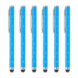 Unique Bargains - Stylus Pens for Touch Screens, 6pcs High Precision Universal Bling Metal Capacitive Pen for Touch Screen Devices Phone - Blue