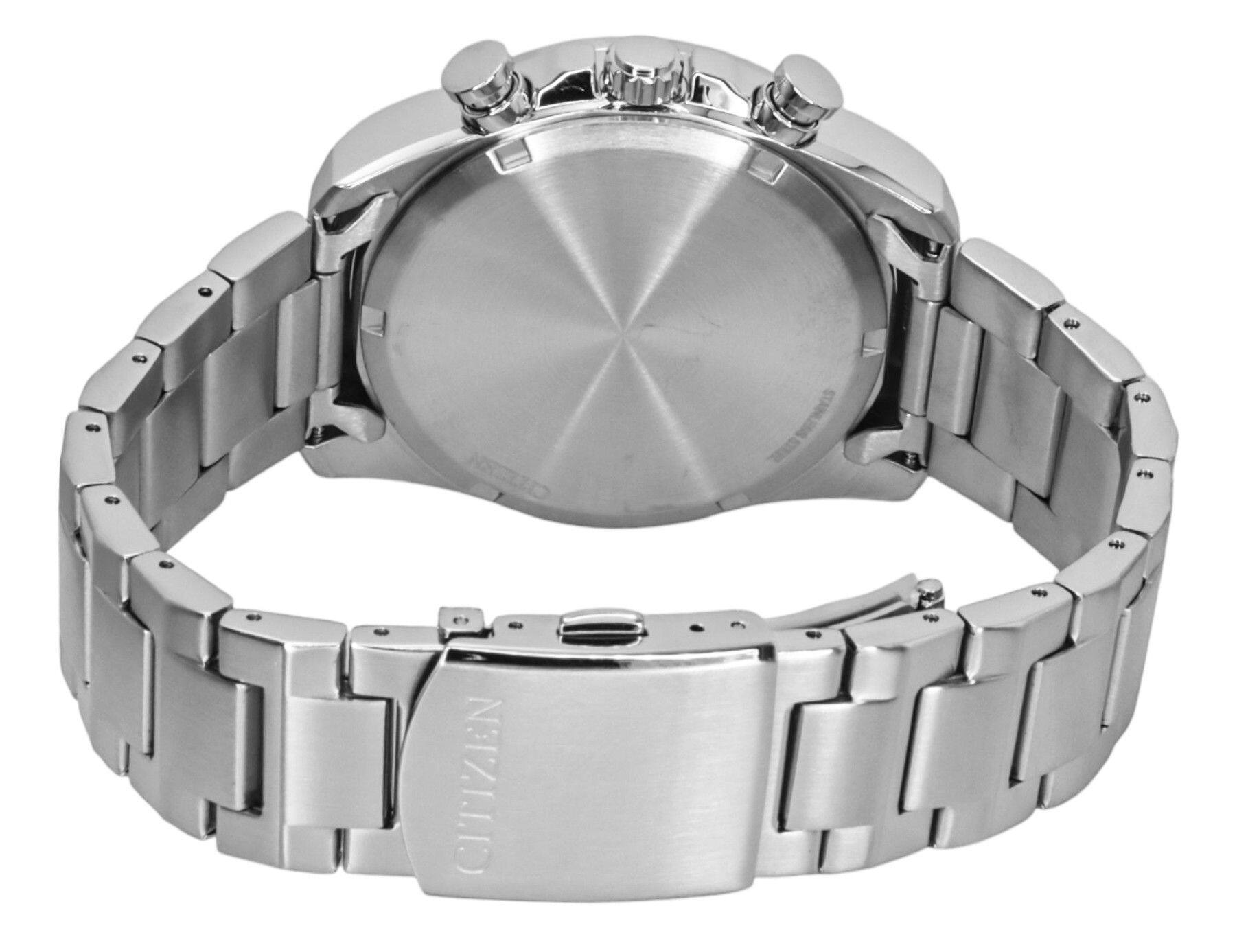 Back. Citizen - Eco-Drive Chronograph Stainless Steel Green Dial CA4640-50X 100M Men's Watch - Green.