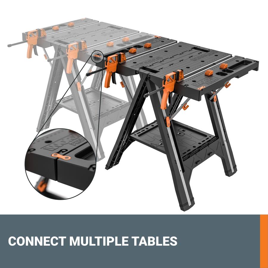 Lightweight Work Table WORX Pegasus Multi Function 2 in 1 Folding Work Table & Sawhorse ...