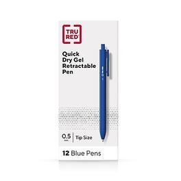 TRU RED - Retractable Quick Dry Gel Pens, Fine Point, 0.5mm, Dozen - Blue