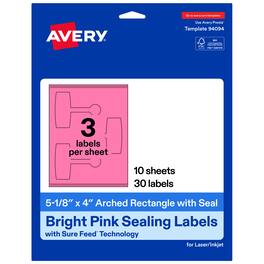 Avery - Avery® Sealing Labels, 5-1/8" x 4", Bright 30 Total - Pink