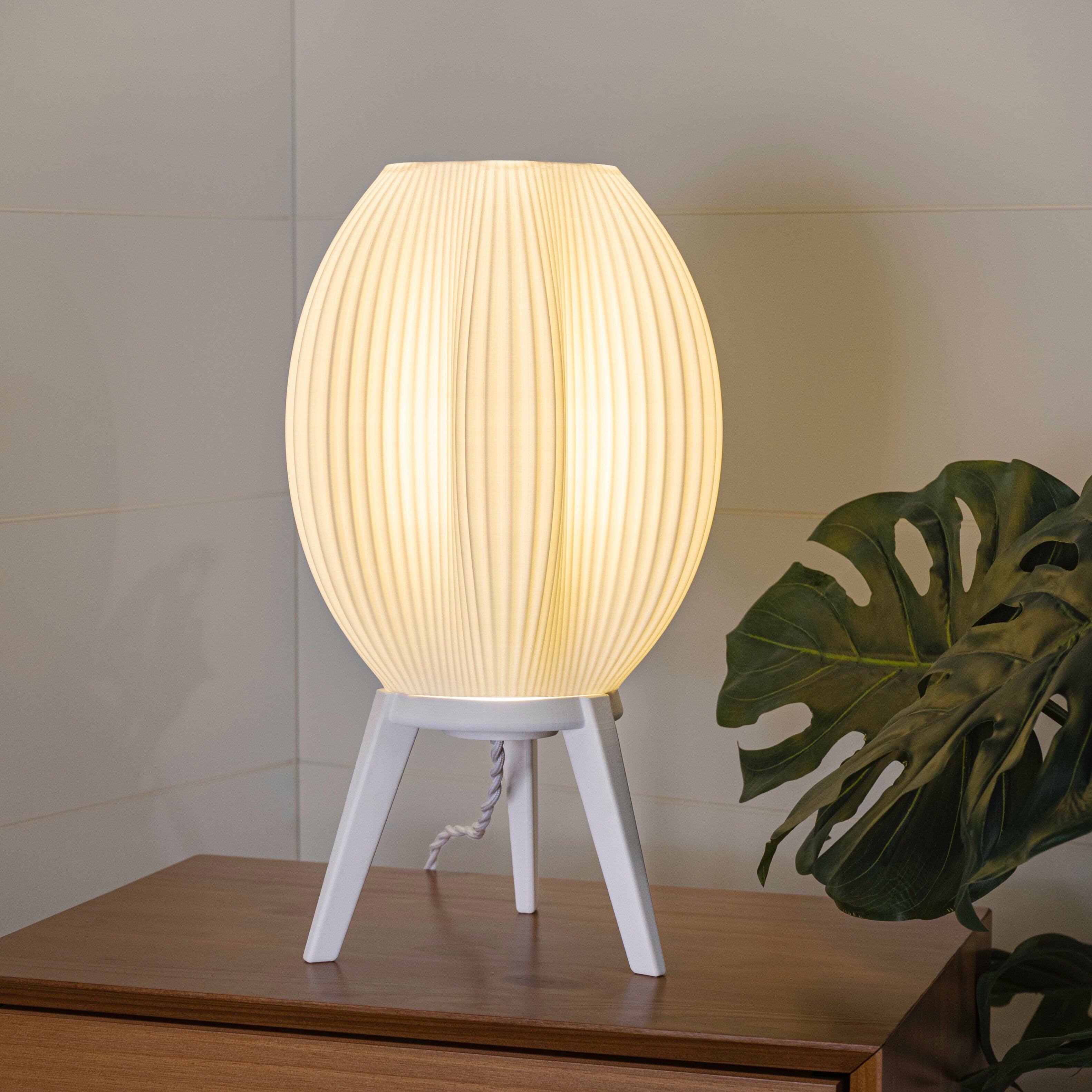 Alt View 1. Jonathan Y - Wavy 16.5" Modern Contemporary Plant-Based PLA 3D Printed Dimmable LED Table Lamp, White - White.
