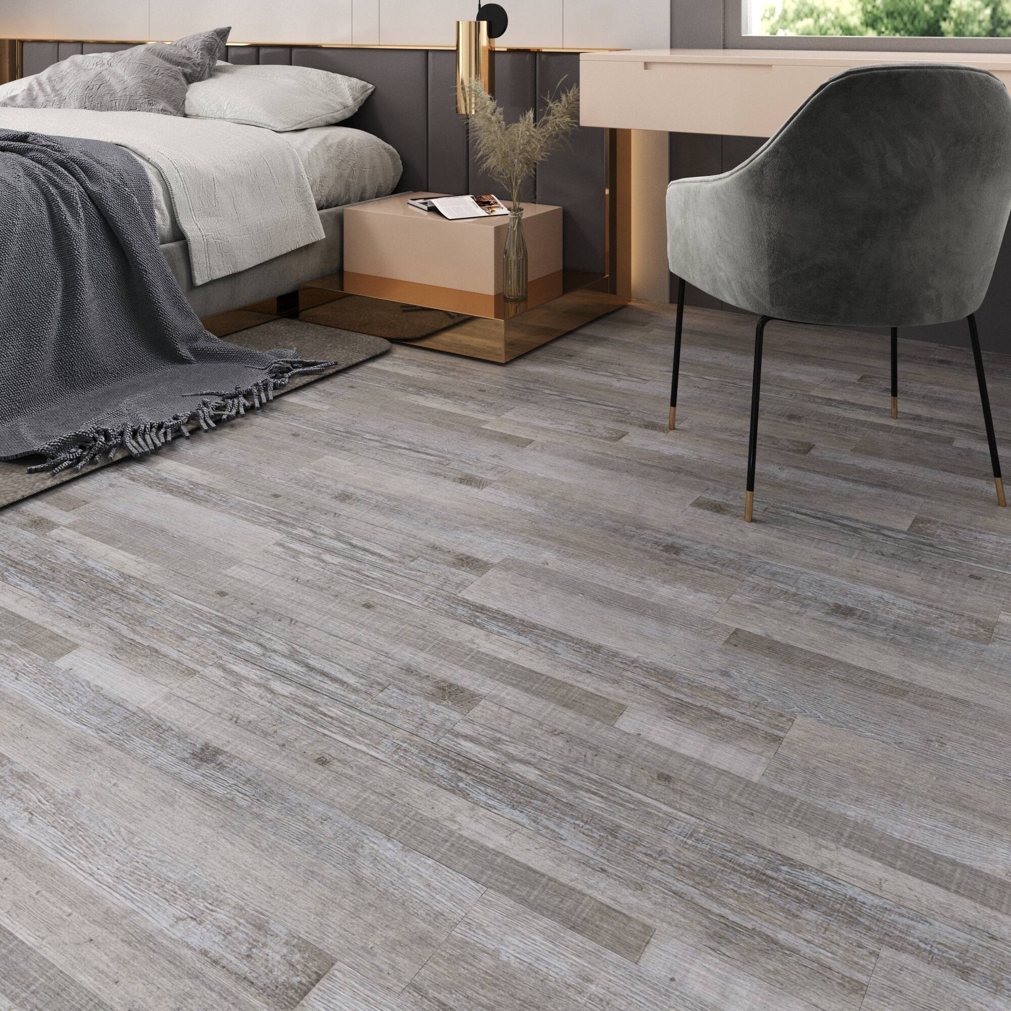Back. APRILSOUL - 30PCS 12 MIL 6x36x2mm Vinyl Peel and Stick Flooring Tile Water Resistant - GRAY.