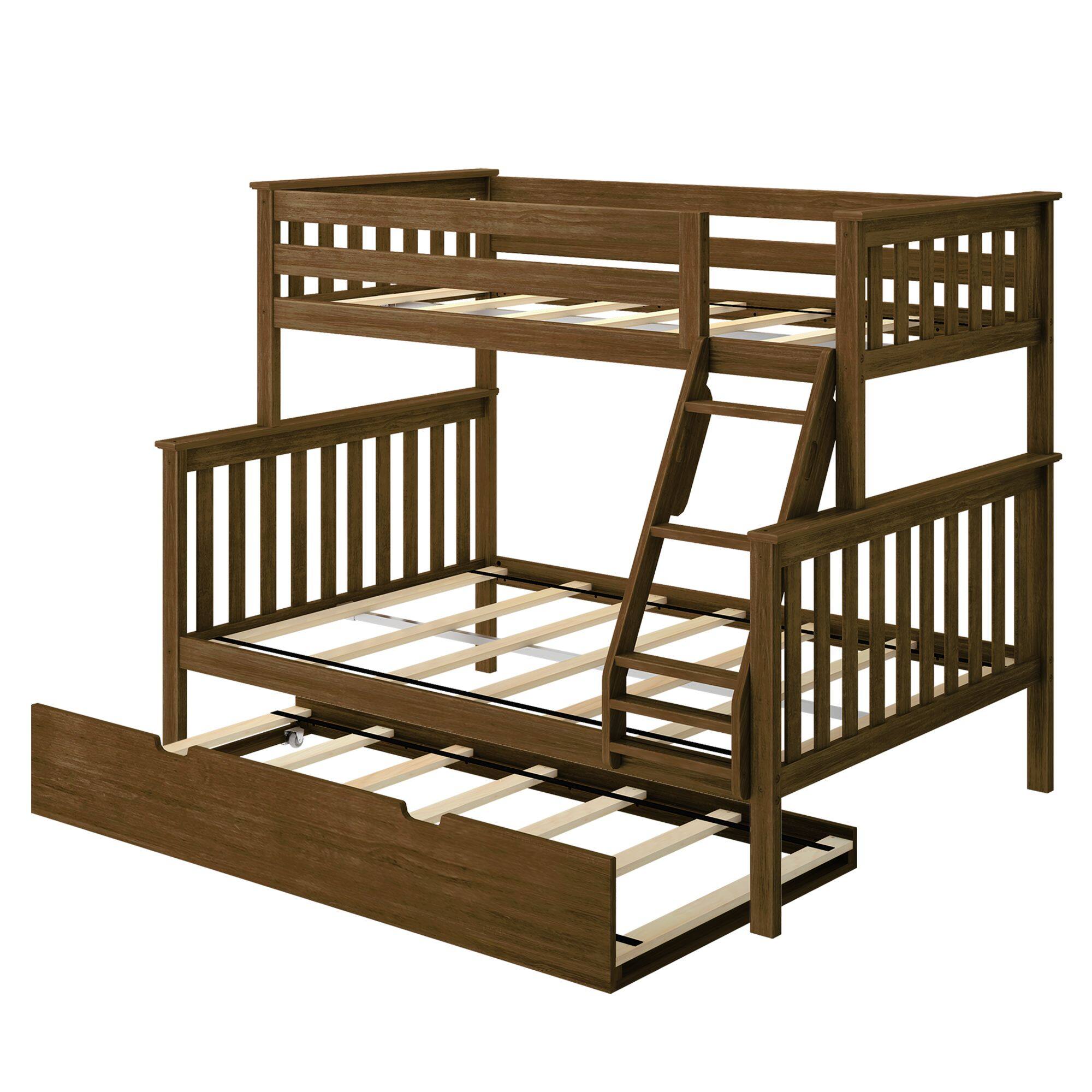 Alt View 4. Plank+Beam - Classic Twin over Full Bunk Bed Bed with Trundle, Walnut - Walnut.