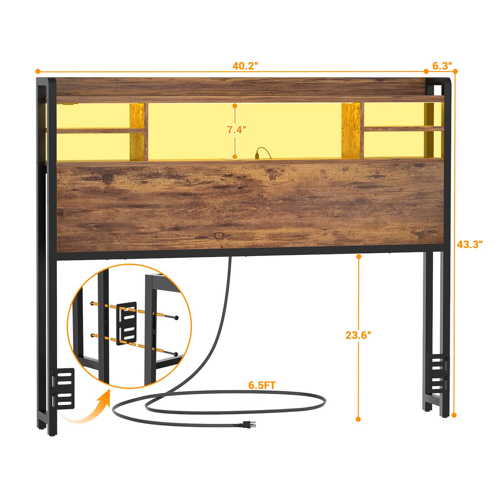 40.2" 6.3" 7.4" 43.3" 23.6" 6.5FT