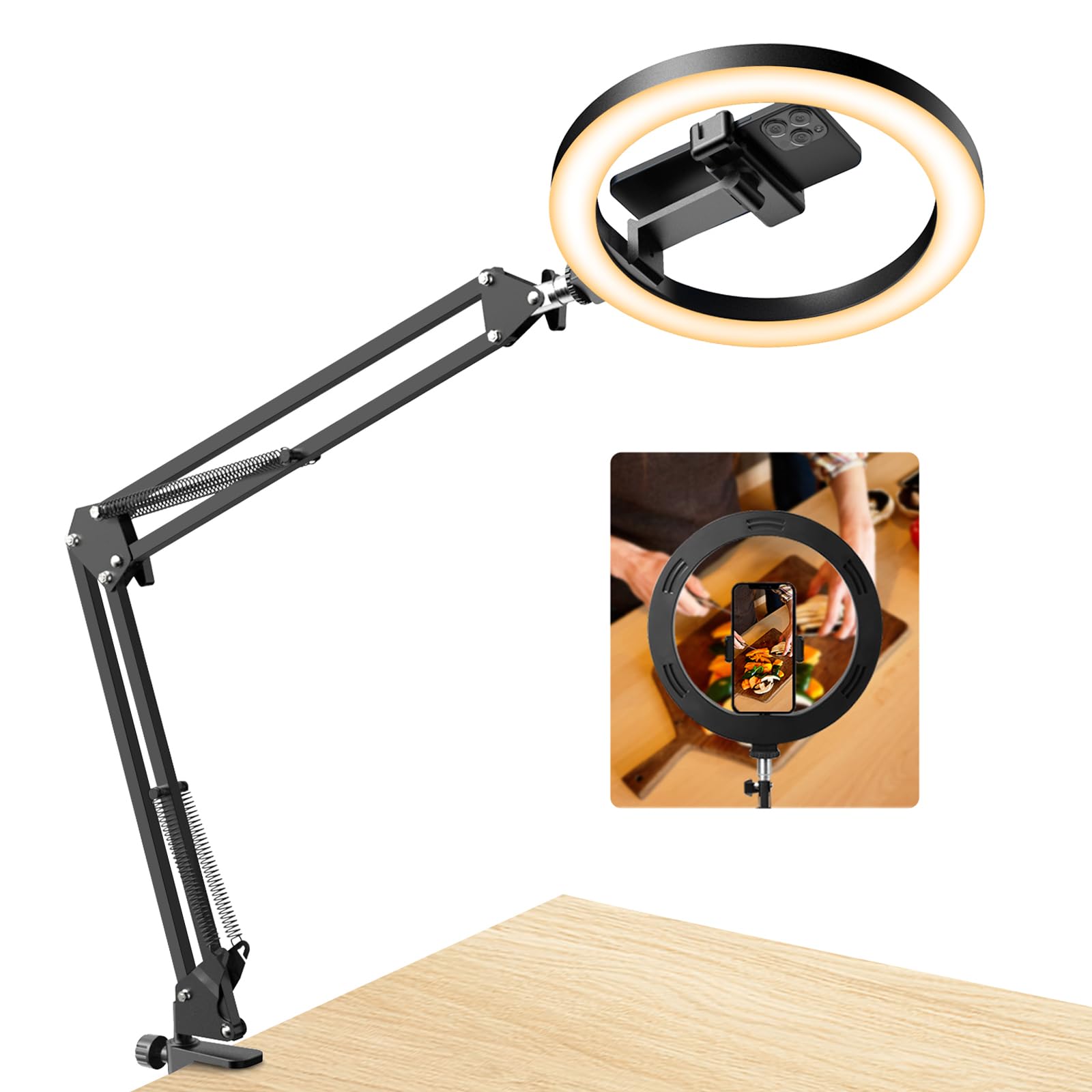 Alt View 6. Reds Spade - Upgrade Ring Light Overhead Camera Phone Mount Desk Evershop Selfie Light Stand Tripod iPhone Light Upgrade - 70.8 inches tall.