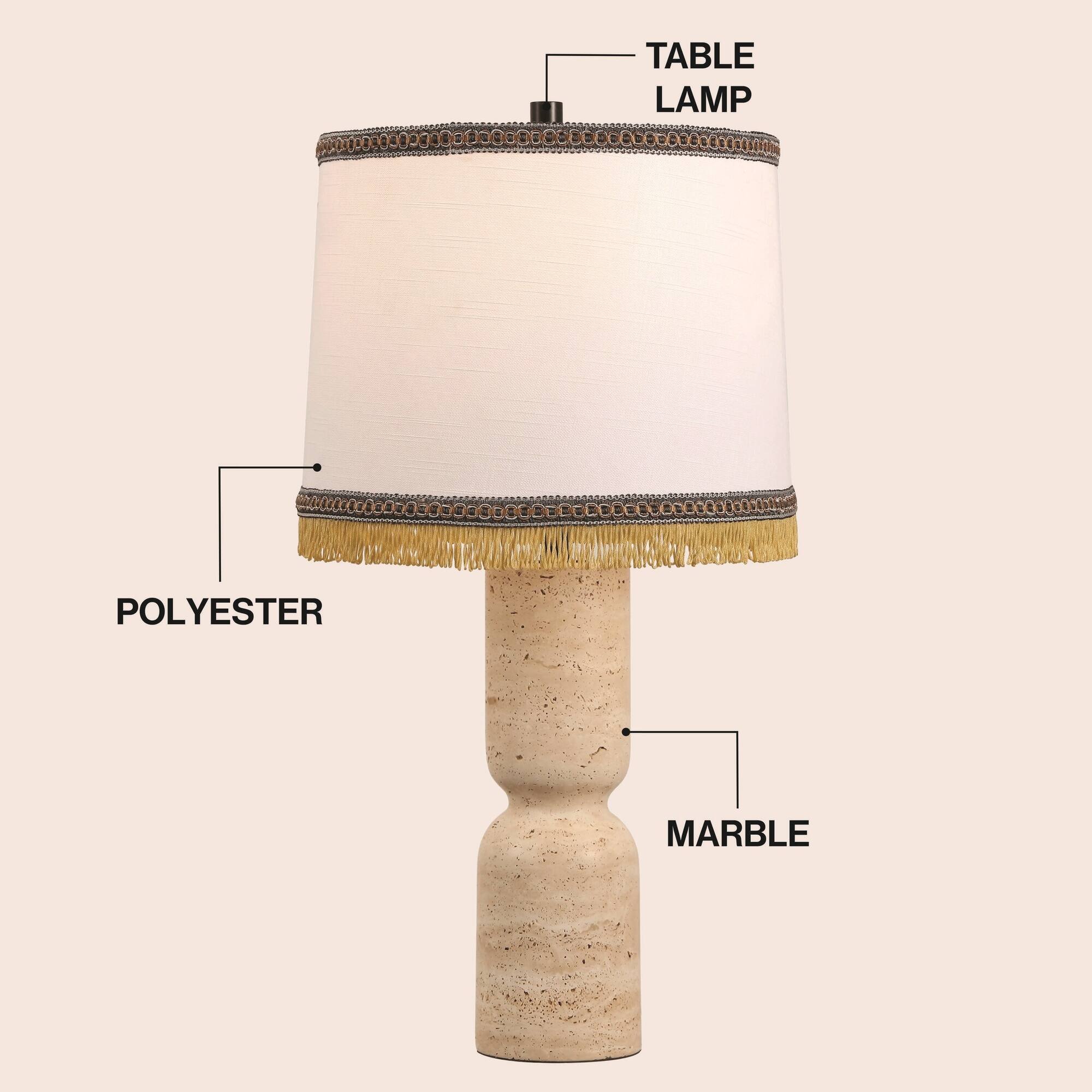 TABLE LAMP  
POLYESTER  
MARBLE