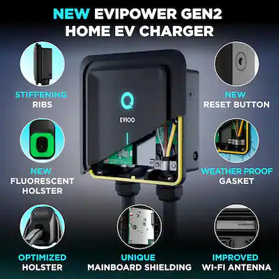 EVIQO NACS Charger for Tesla 48 Amp 240V Hardwired Wall EV Charger Level 2, 25ft Cable, WiFi, Smart App NACS, Hardwired 48 Amps EVIPOWER, NACS, HARDWIRED - Best Buy EVIQO NACS Charger for Tesla 48 Amp 240V Hardwired Wall EV Charger Level 2, 25ft Cable, WiFi, Smart App NACS, Hardwired 48 Amps EVIPOWER, NACS, HARDWIRED - Best Buy