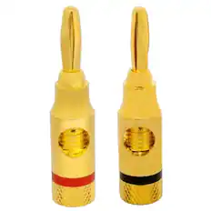 Front. Sanoxy - 1 Pair of Speaker Banana Plugs – Gold-Plated, Open-Screw Type, Accepts Bare Wire, Spades, or Banana Plugs - Black.