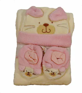 Regent - Snugly Baby 3 Piece Gift Set with Blanket, Hat & Booties - Pink - Multi