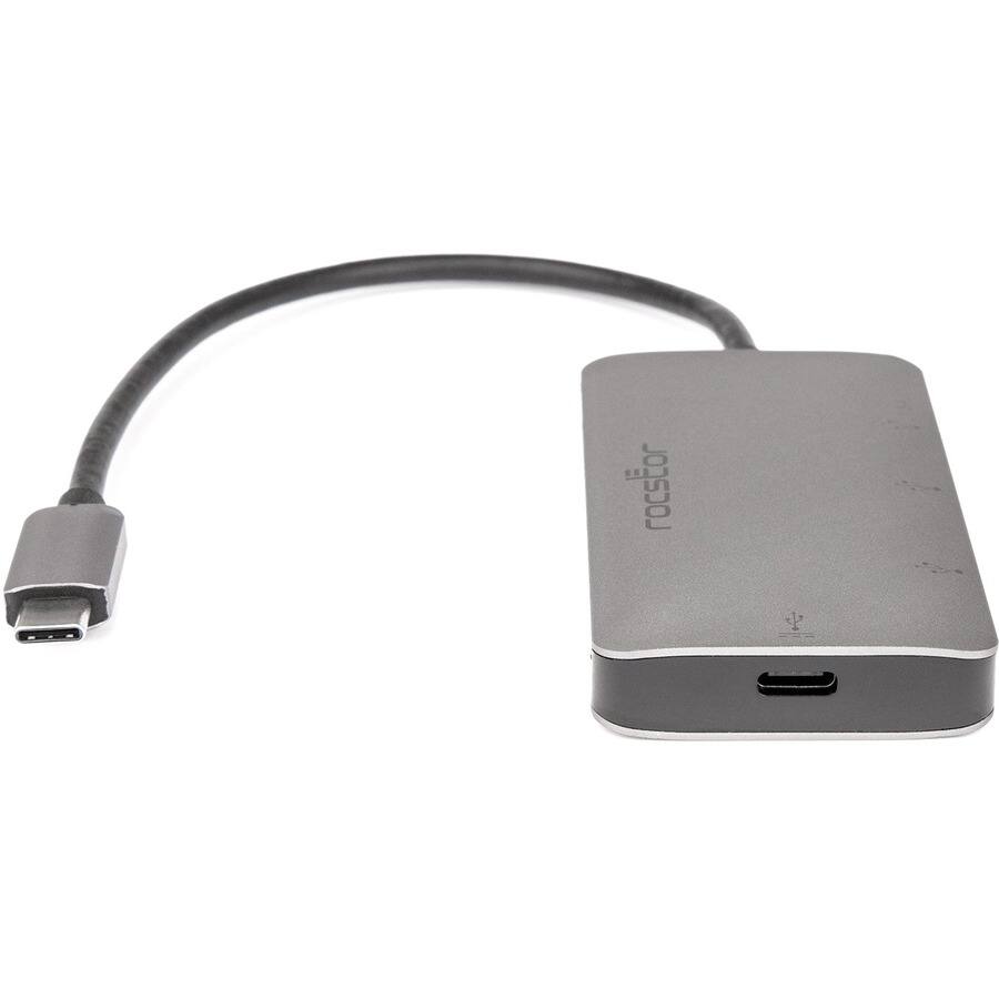 Alt View 4. Rocstor - Rocstor Premium USB-C to USB-A Hub with 100W Power Delivery - USB 3.1 Type C - Portable - 4 USB Port(s) - 3 USB 3.0 Port - Gray Aluminum.
