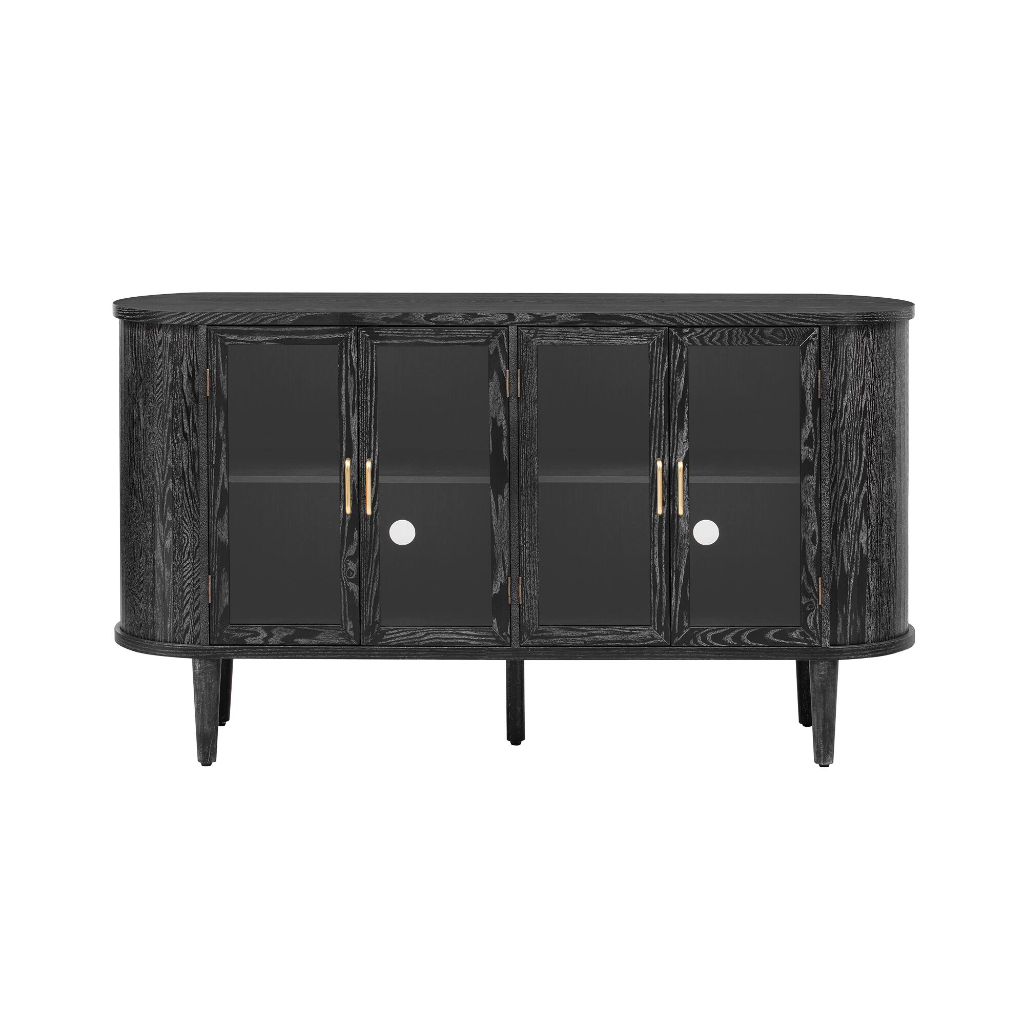 Alt View 4. Bestier - Bestier Farmhouse Sideboard Cabinet with Storage, Wood Buffet Cabinet with Glass Doors and Adjustable Shelves - Black.