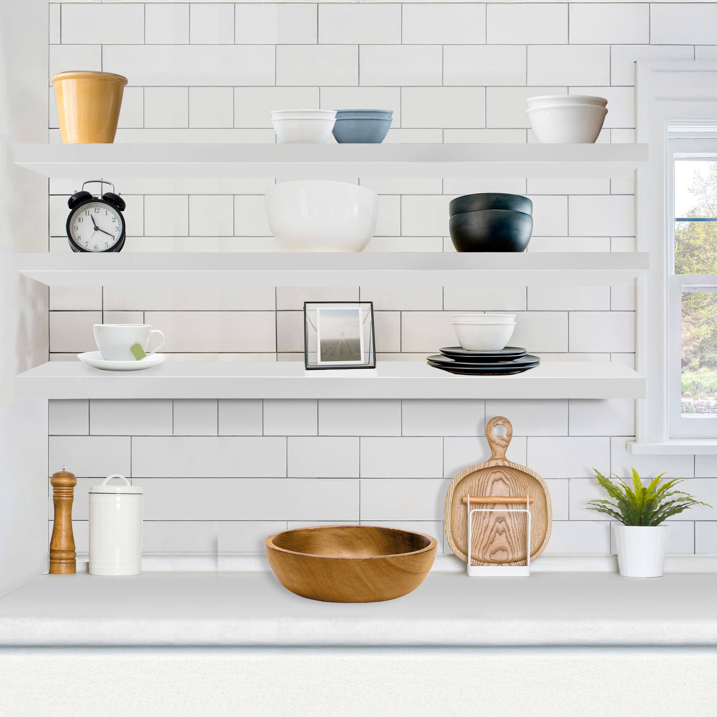 Alt View 2. Sorbus - Sorbus Floating Shelves for Wall - 55 Inch Extra-Long Bathroom Shelves, Floating Shelf with Hidden Brackets (3 Pack) - White.