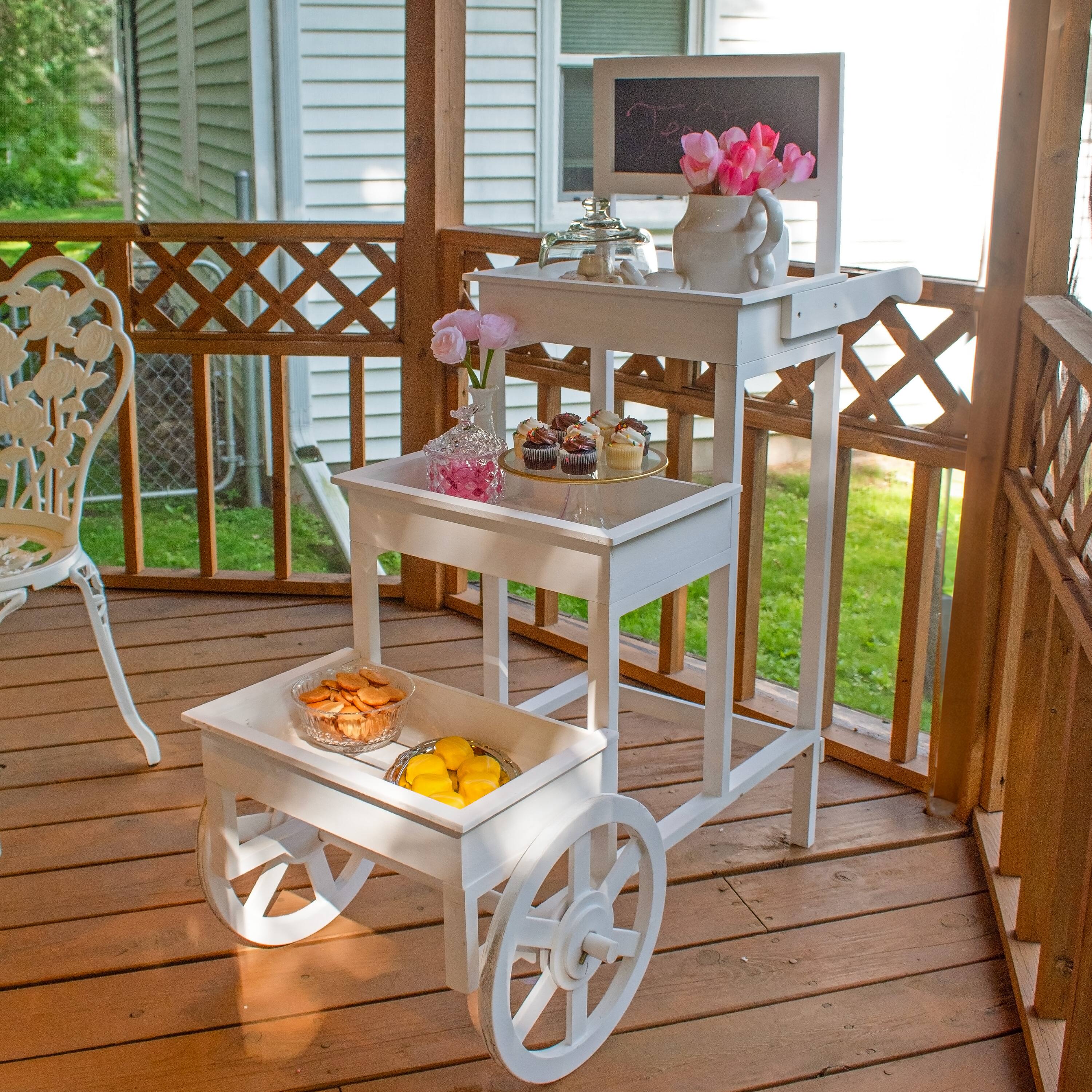Alt View 9. Sunnydaze - 3-Tiered Fir Wood Plant Stand with Chalkboard - White.