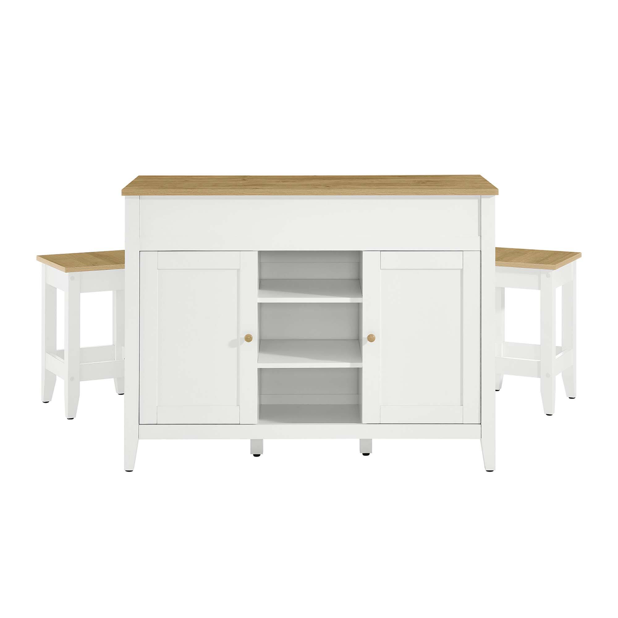 Alt View 7. Modway - Garland 3-Piece Kitchen Island and Stool Set by Modway - Oak White.