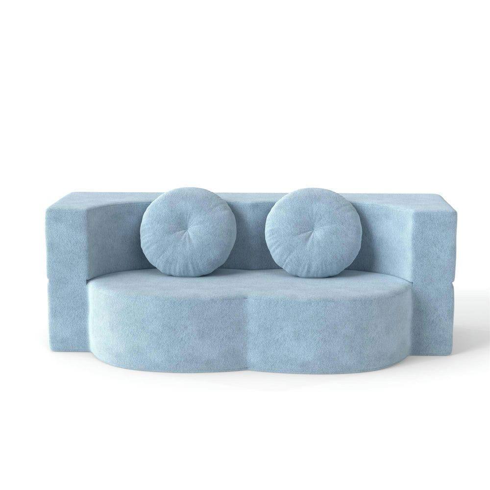 Alt View 1. Kadyn - 3-in-1 Folding Sofa Bed,Twin Sleeper Futon & Loveseat with Included Pillow and Foam Mattress for Guest Comfort - Blue.