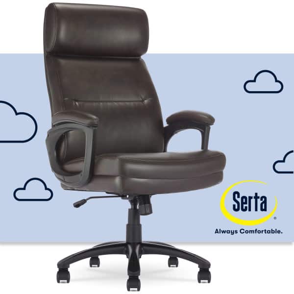 Serta - Serta® Comfort Big & Tall Executive Office Chair, Bonded Leather - Brown