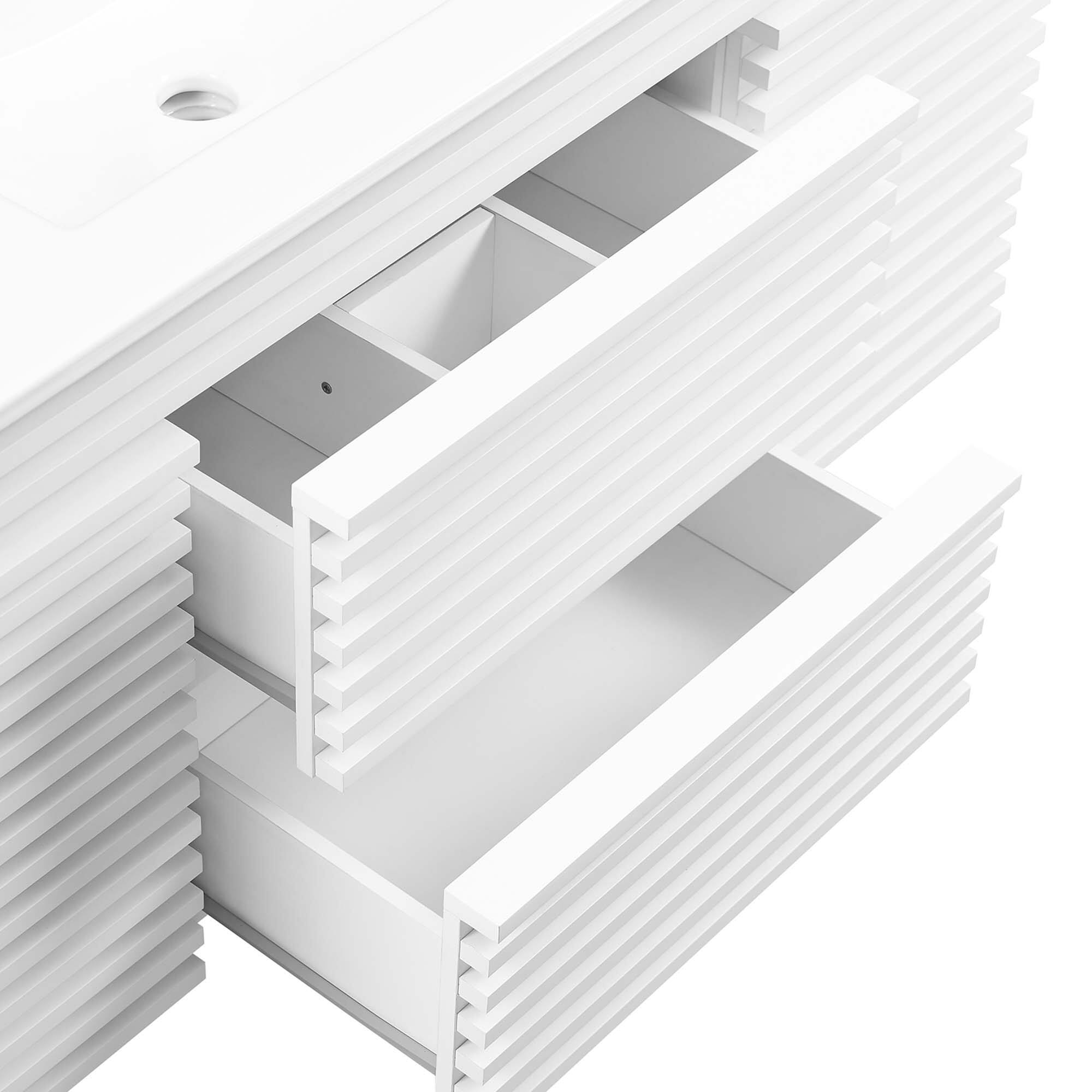 Alt View 6. Modway - Render 48" Wall-Mount Bathroom Vanity Basin Included by Modway - White White.
