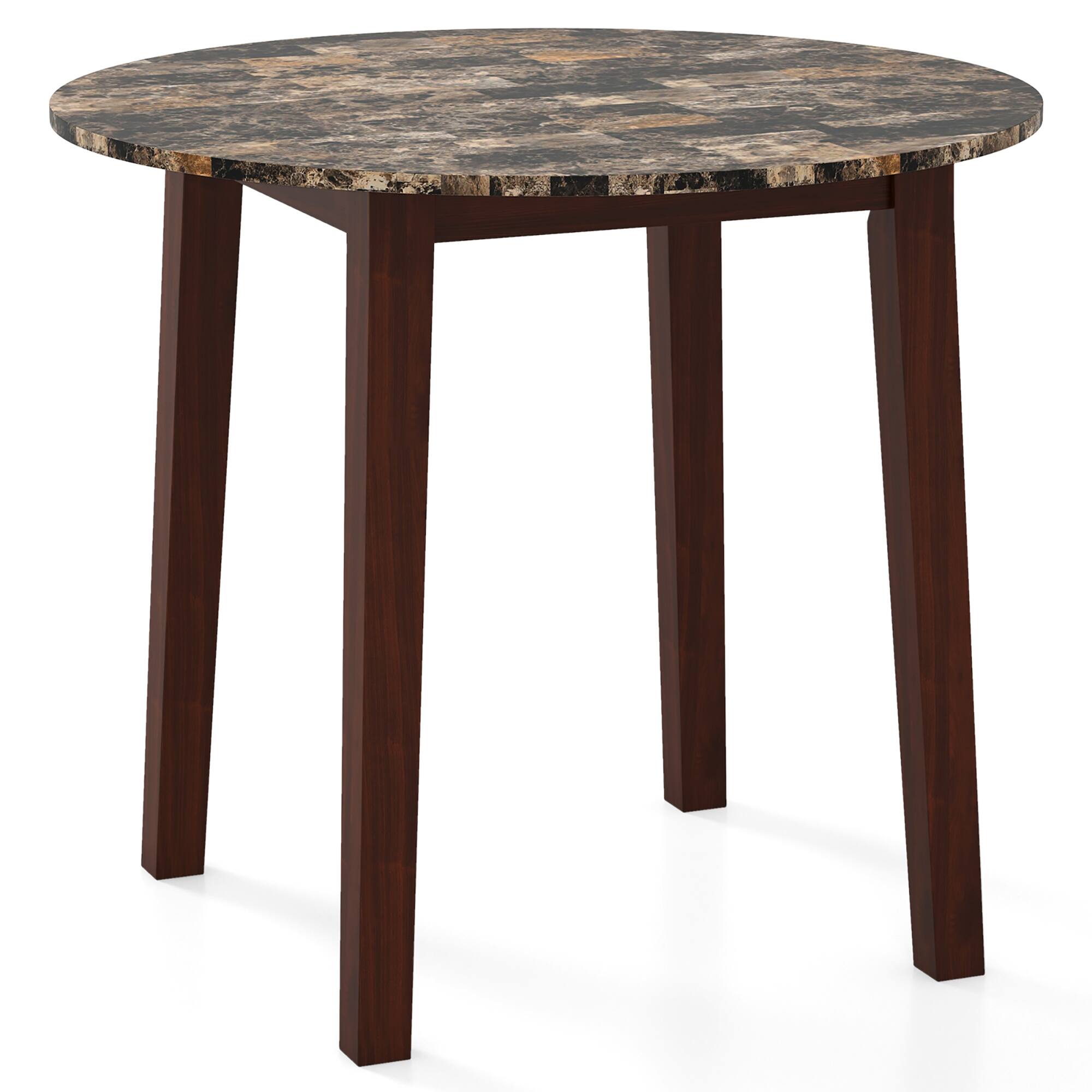Alt View 9. Gymax - Gymax 35''  Kitchen Table Round Dining Table w/ Marble-textured Veneer Tabletop Brown - Brown.