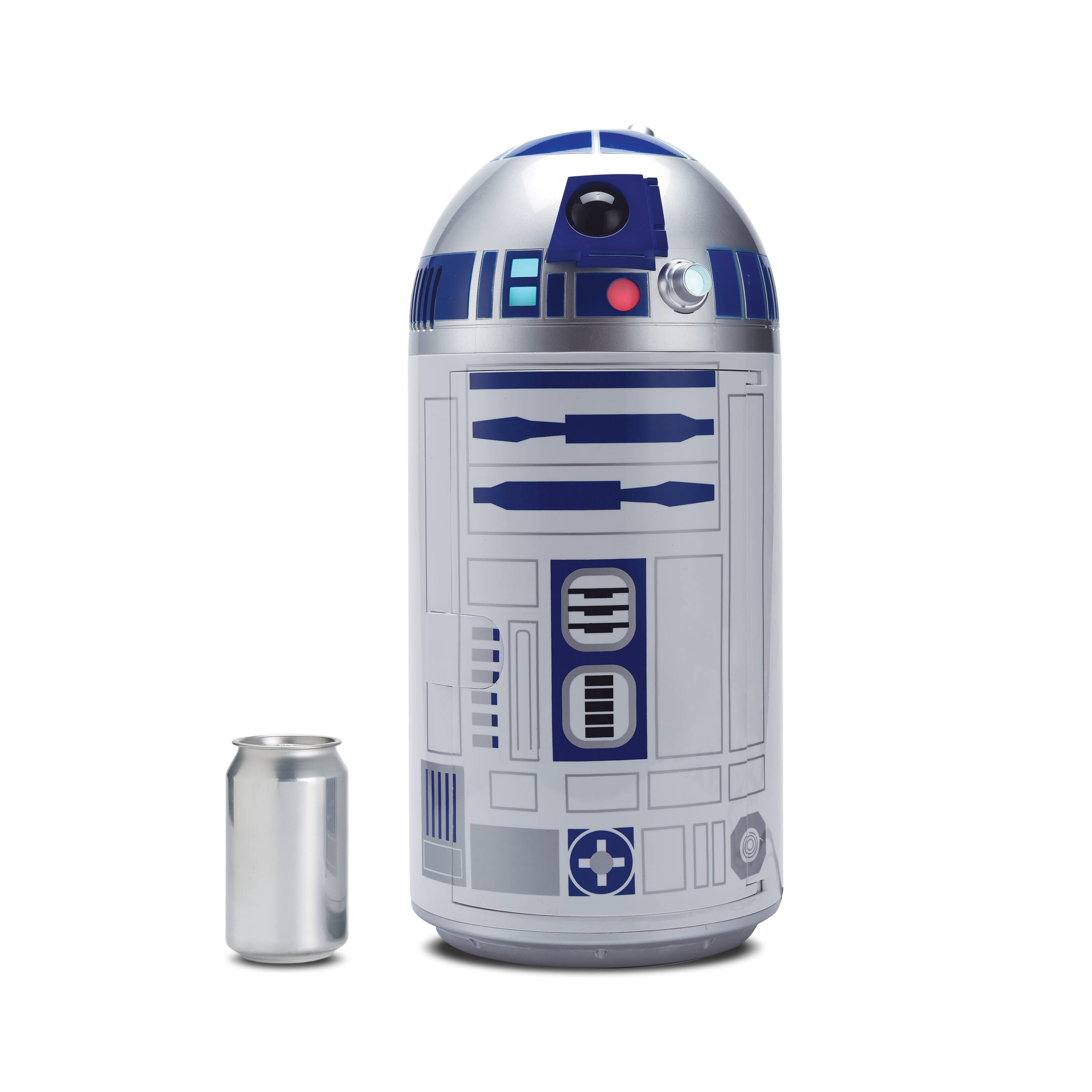 Front. Star Wars - Ukonic Star Wars R2-D2 Mini Fridge 18" 4.5 Liter Portable Refrigerator - White.