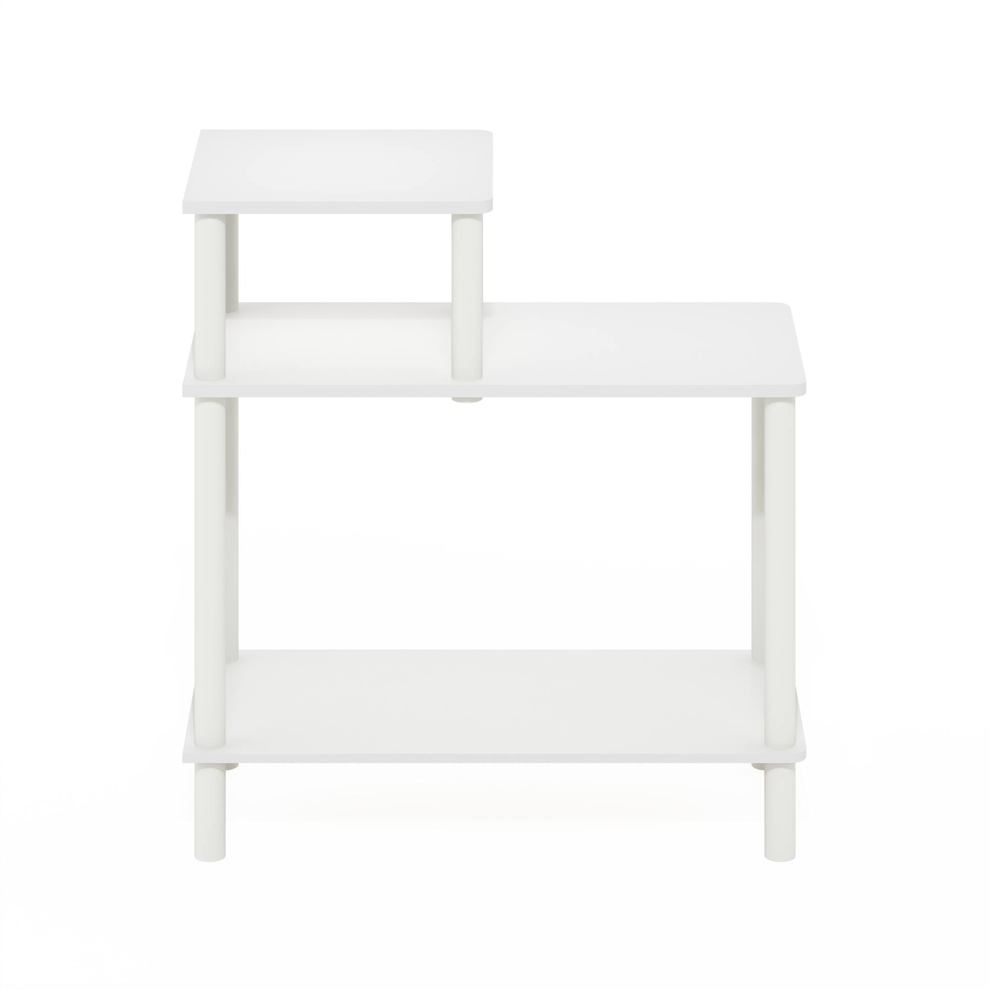 Alt View 6. Furinno - TURN-N-TUBE Night Stand, 3-Tier Rectangle Nightstand with Open Shelf, Toolless Assembly Side Table, End Table - White/White.