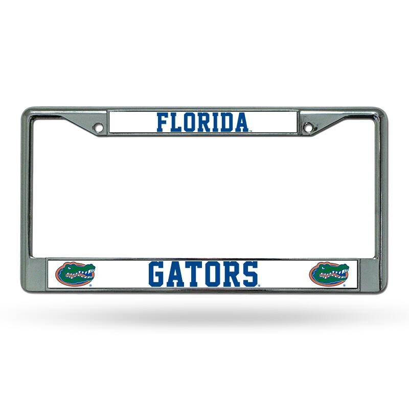 University of Florida Gators - 12" x 6" Standard Size - Chrome Metal License Plate Frame