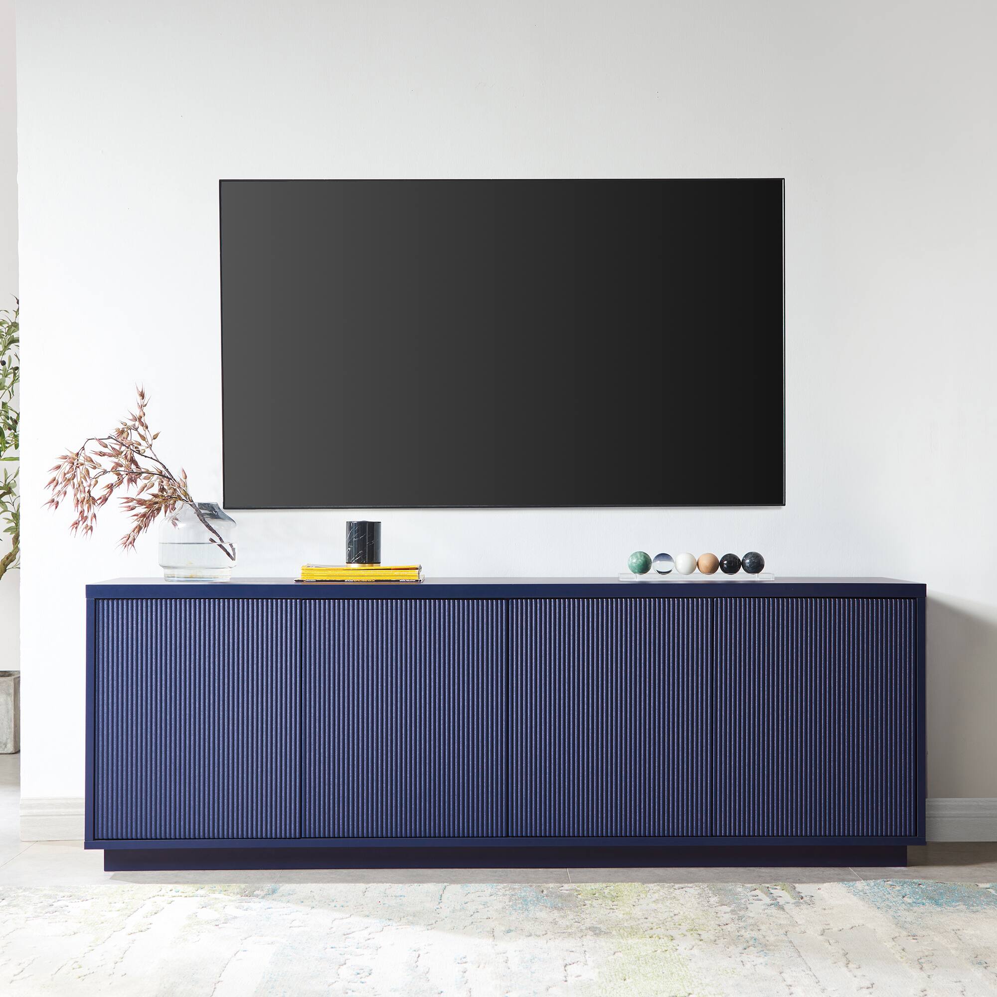 Alt View 1. Hudson&Canal - Hanson TV Stand for Most TVs up to 75" - Dark Blue.