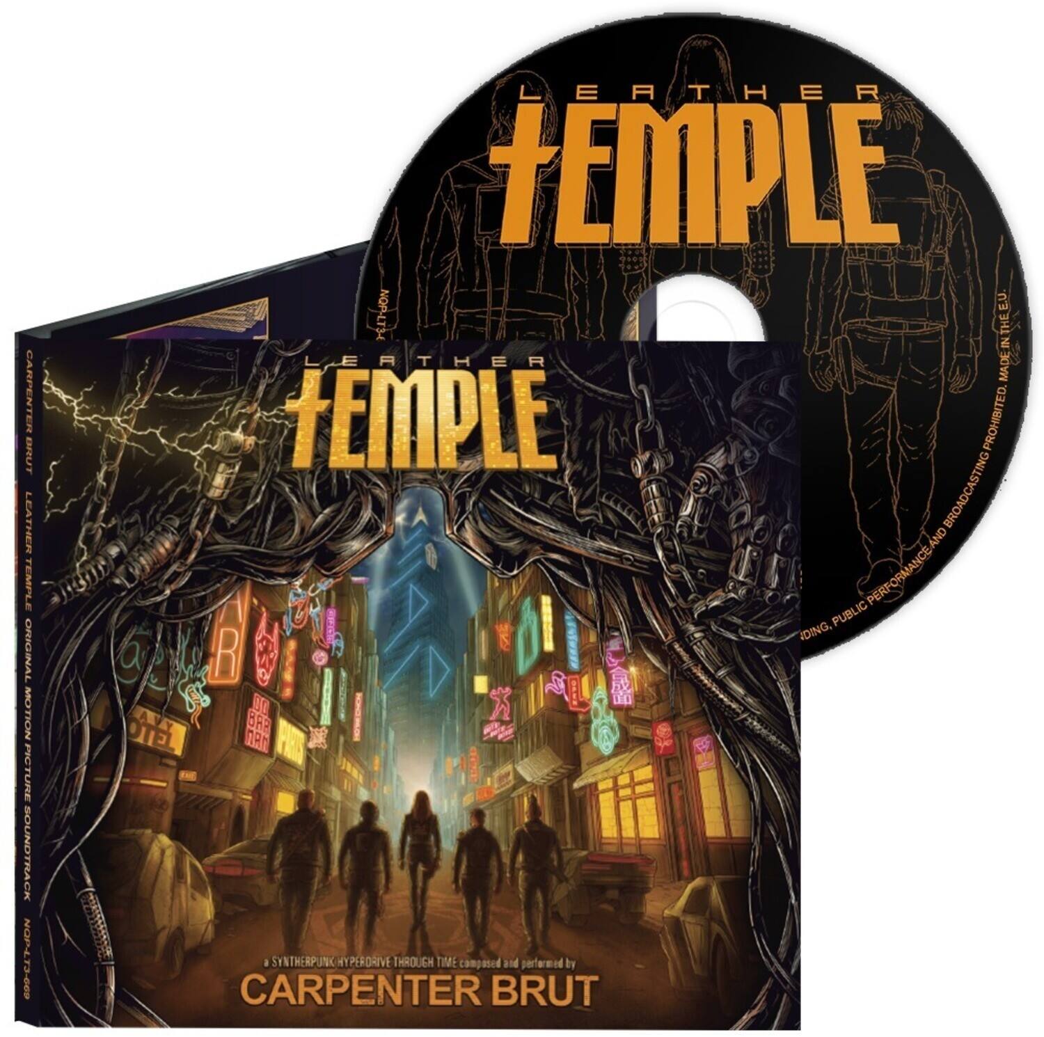 CARPENTER BRUT  
LEATHER TEMPLE  
MOTION PICTURE SOUNDTRACK  
GR-CITON  
LEATHER TEMPLE  
NOP-L  
E.U.  
THE MADE IN THE ERTHER  
MADE TEMPLE  
PROHIBITED  
BROADCASTING AND PERFORMANCE  
DING, PUBLIC DING,  
a a R 2 Sg M X ona BA DRN  
SYNTHPUNK HYPERDRIVE THROUGH TIME  
composed and performed by  
CARPENTER BRUT