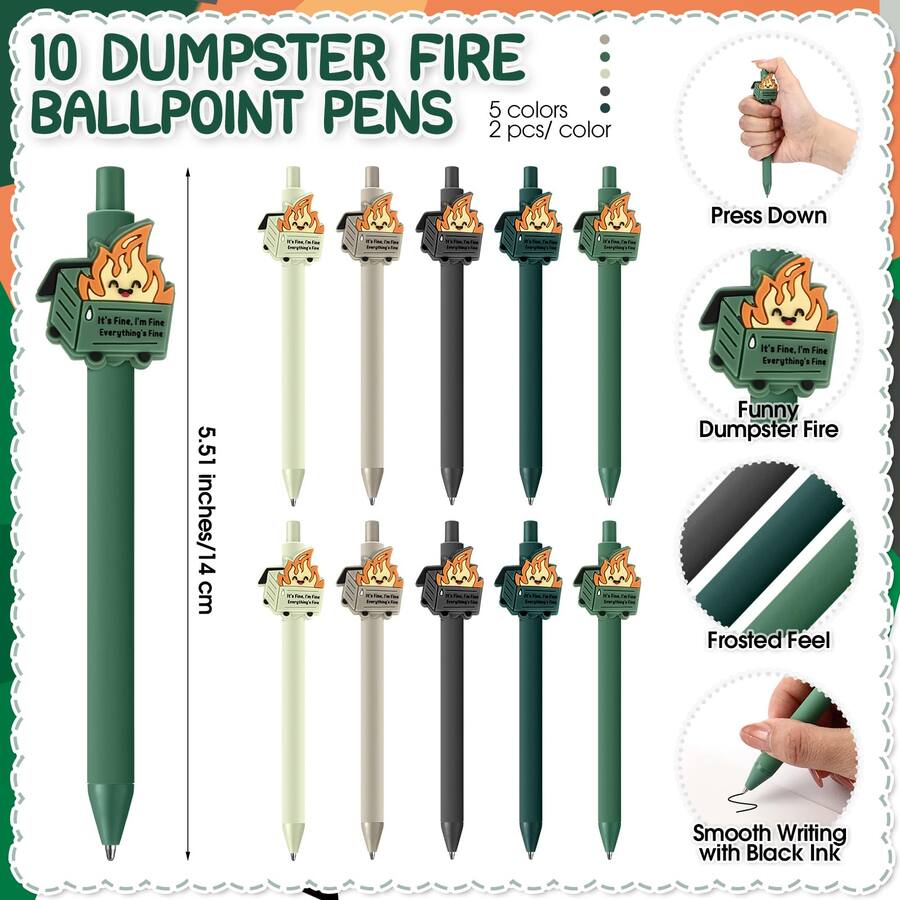 Paradigms Interiors Dumpster Fire Pen Gifts For Coworker Positive Funny ...