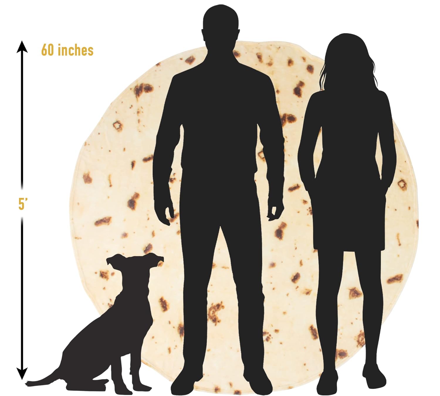 Alt View 4. Zulay Kitchen - Zulay Kitchen Novelty Big Premium Soft Round Giant Burrito Tortilla Flannel 280 GSM Blanket 60 Inch - Burrito Tortilla.