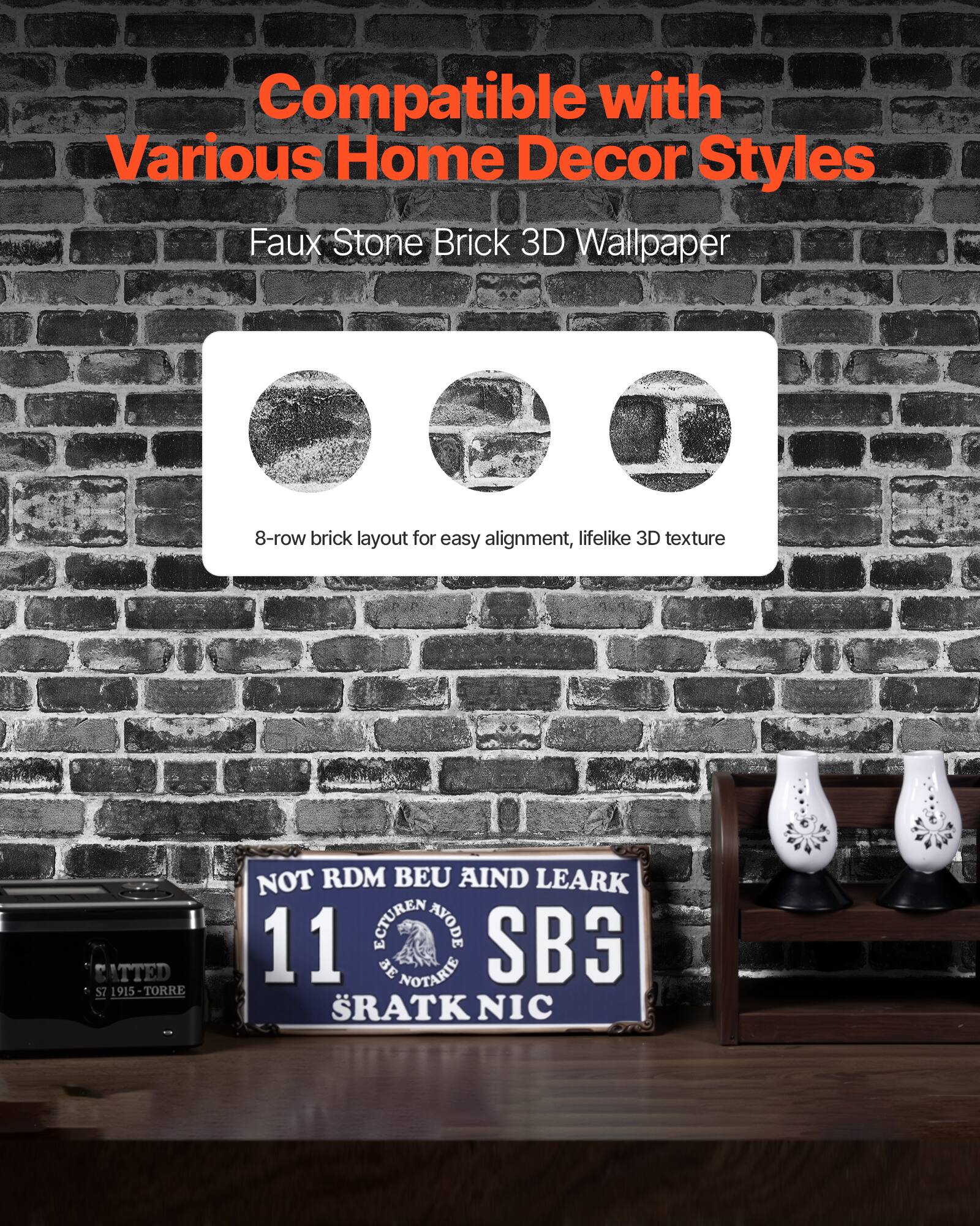 Compatible with Various Home Decor Styles

Faux Stone Brick 3D Wallpaper

8-row brick layout for easy alignment, lifelike 3D texture

NOT RDM BEU AIND LEARK
11 SB3
SRATK NIC